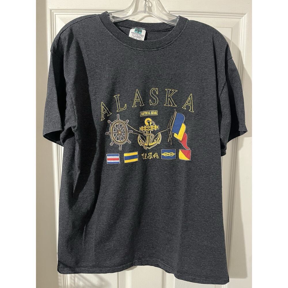 Vintage Alaska Nautical Gear Shirt Sz XL Flags USA Single Stitch